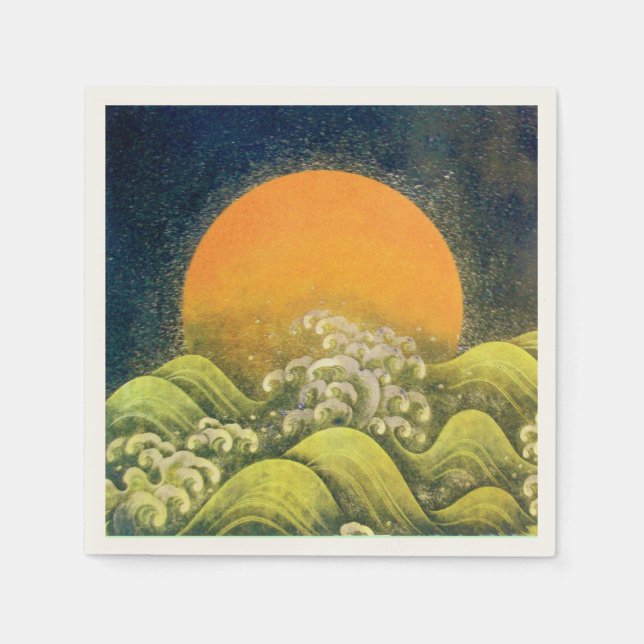 AMATERASU SUN GODDESS Yellow Black Brown Napkin (Front)