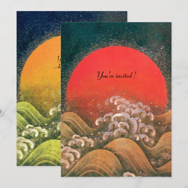AMATERASU,SUN GODDESS,yellow black red silver Invitation (Front/Back)