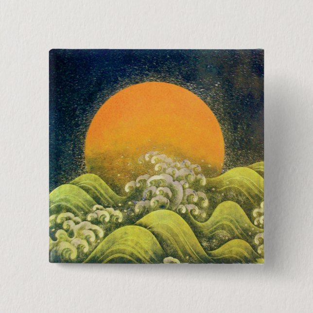 AMATERASU , SUN GODDESS , yellow green black 15 Cm Square Badge (Front)