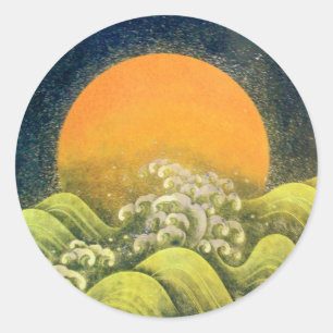 AMATERASU , SUN GODDESS ,yellow green black Classic Round Sticker