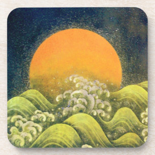 AMATERASU , SUN GODDESS ,yellow green black Coaster