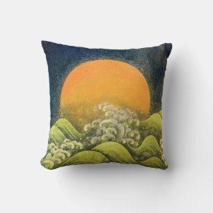AMATERASU SUN GODDESS  yellow green, black Cushion