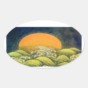 AMATERASU , SUN GODDESS ,yellow green black Oval Sticker