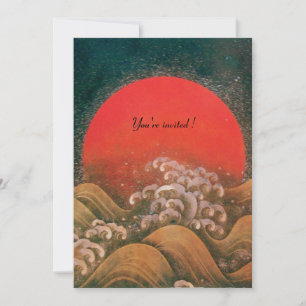 AMATERASU,SUN GODDESS,yellow green black red gold Invitation