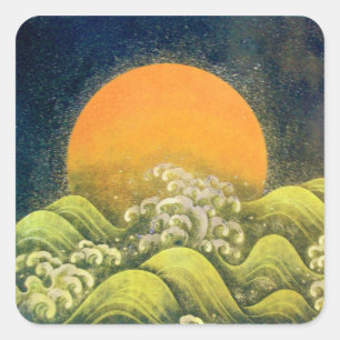 AMATERASU , SUN GODDESS ,yellow green black Square Sticker