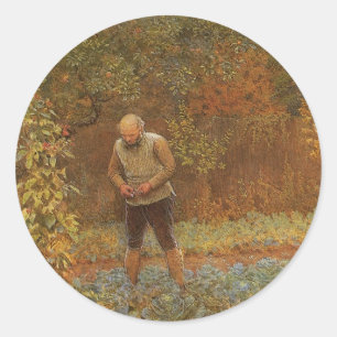 Amateur (Coachman & Cabbages) by Frederick Walker Classic Round Sticker