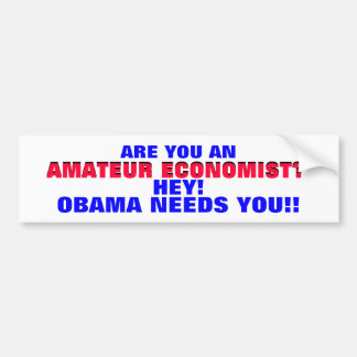 AMATEUR ECONOMIST??  HEY! ..OBAMA NEEDS YOU! BUMPER STICKER