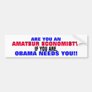 AMATEUR ECONOMIST??  IF SO, ..OBAMA NEEDS YOU! BUMPER STICKER