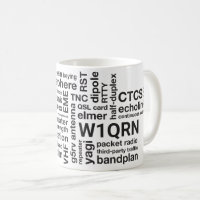 Amateur Ham Radio Wordcloud Mug with Callsign