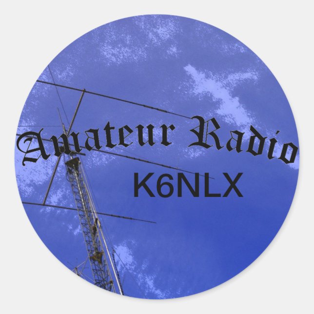 Amateur Radio and Call Sign Classic Round Sticker (Front)