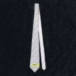 Amateur Radio and Yellow Call Sign Tie<br><div class="desc">A classy way to display your Amateur Radio call sign. The tie is white with a pattern of arched black letter text that reads Amateur Radio. Near the bottom of the tie is a yellow bar with the customisable text of your radio call sign in black.</div>