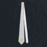 Amateur Radio and Yellow Call Sign Tie<br><div class="desc">A classy way to display your Amateur Radio call sign. The tie is white with a pattern of arched black letter text that reads Amateur Radio. Near the bottom of the tie is a yellow bar with the customisable text of your radio call sign in black.</div>