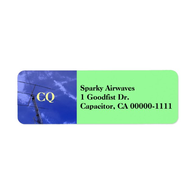 Amateur Radio CQ Address Label (Front)