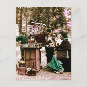 Amazake Merchant in Old Japan Vintage Japanese Postcard