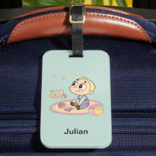 Amazed Boy Illustration Luggage Tag