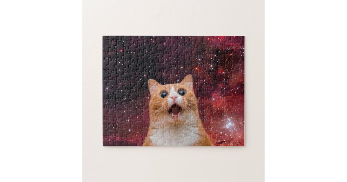 Amazed Space Cat Jigsaw Puzzle | Zazzle