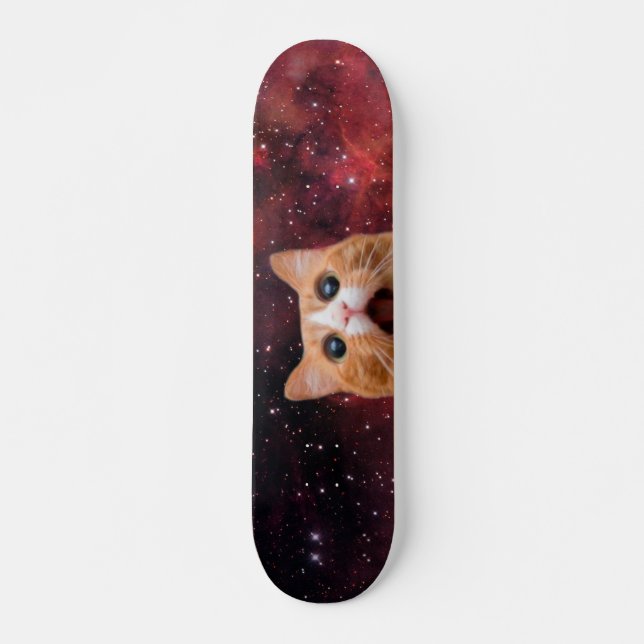 Amazed Space Cat Skateboard (Front)