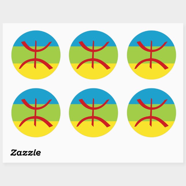 Amazigh Flag Gift Berber Flag Kabyles Classic Round Sticker (Sheet)