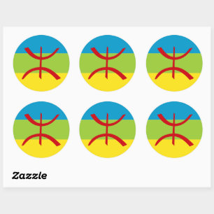 Amazigh Flag Gift Berber Flag Kabyles Classic Round Sticker