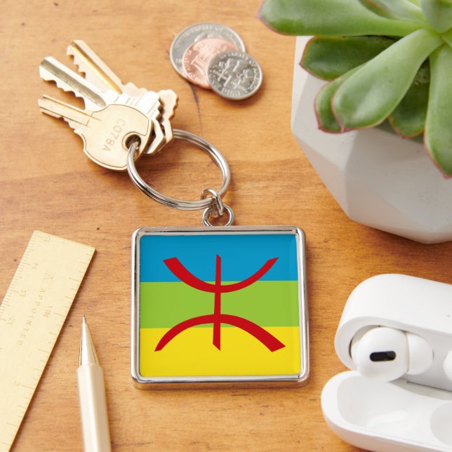Amazigh Flag Gift Berber Flag Kabyles Key Ring (Desk)