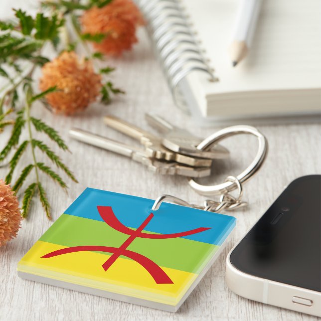 Amazigh Flag Gift Berber Flag Kabyles Key Ring (Front Right)