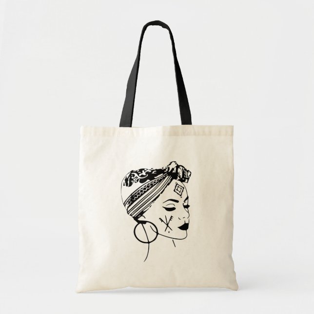 Amazigh Kabyle Maghreb Morocco Girl Face Tattoo Tote Bag (Front)