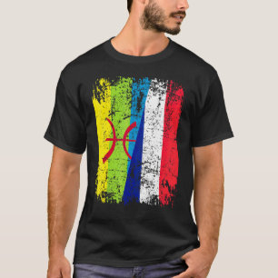 Amazigh Roots Half French Half Kabyl Flag T-Shirt