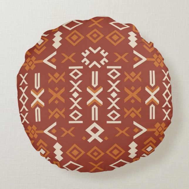 Amazigh Tribal Pattern round pillow (Back)