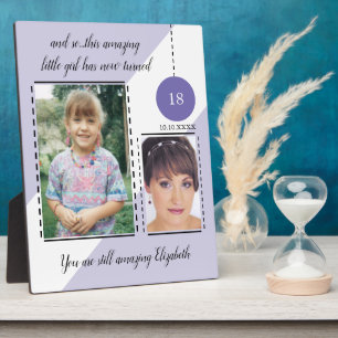 Amazing 18th Birthday name date purple photos Plaque