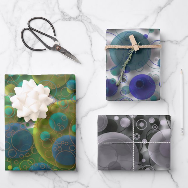 Amazing abstract bubbles and circles wrapping paper sheet (Front)