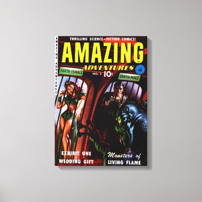 Amazing Adventures #2 Retro Sci Fi Comic Book Canvas Print (Front)