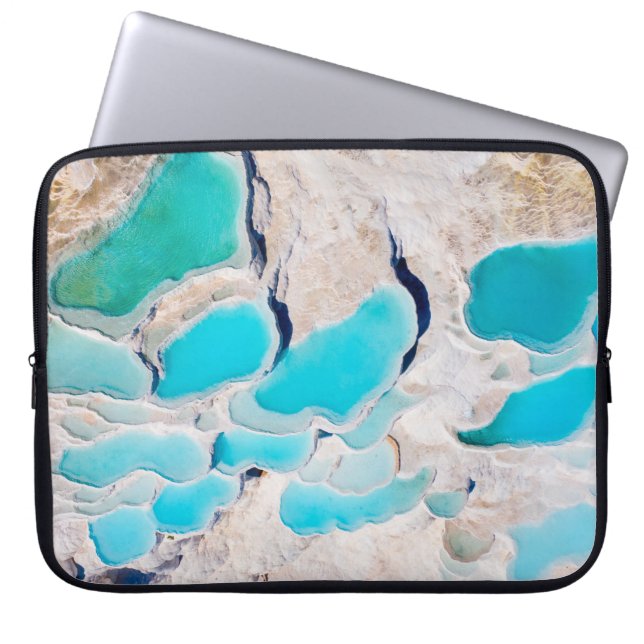 Amazing aerial shot of Pamukkale traverten in Turk Laptop Sleeve (Front)