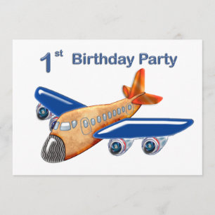Amazing Aeroplane 1st Birthday Invitation