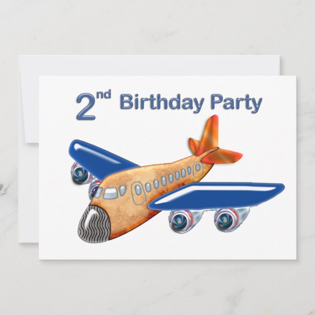 Amazing Aeroplane 2nd Birthday Invitation (Front)