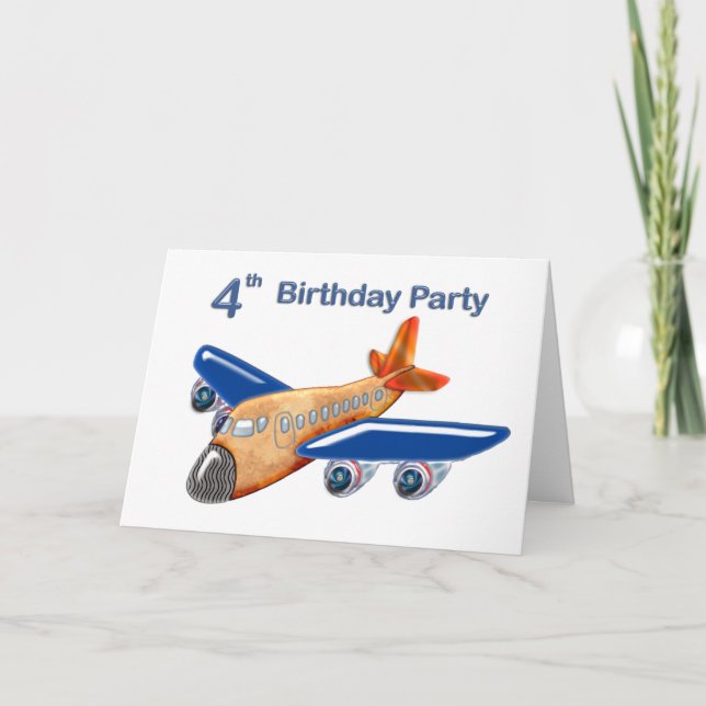 Amazing Aeroplane 4th Birthday Card (Front)