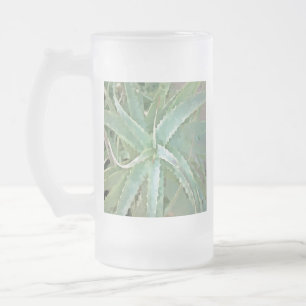 Amazing Aloe Vera Acrylic Art Frosted Glass Beer Mug