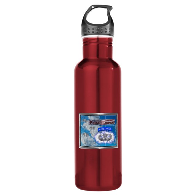 Amazing American Paratrooper and Flag 710 Ml Water Bottle (Front)