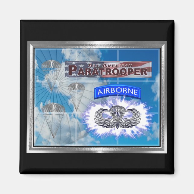 Amazing American Paratrooper and Flag Magnet (Front)