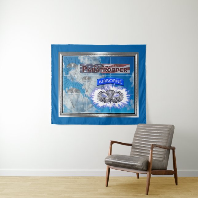 Amazing American Paratrooper and Flag Tapestry (In Situ (Horizontal))