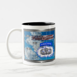 Amazing American Paratrooper and Flag Two-Tone Coffee Mug