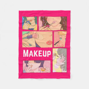 AMAZING ANIME , GIRL , MAKEUP FLEECE BLANKET