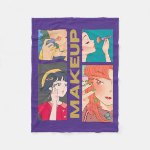 AMAZING ANIME , GIRL , MAKEUP FLEECE BLANKET