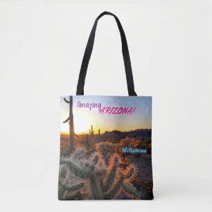 Amazing Arizona / Sunset / Saguaro Cactus Tote Bag