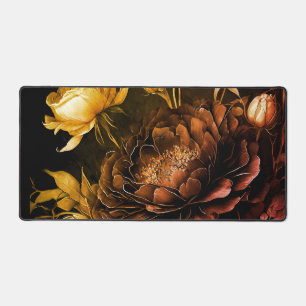 Amazing Arrangement Rust Accent Vintage Flowers Desk Mat