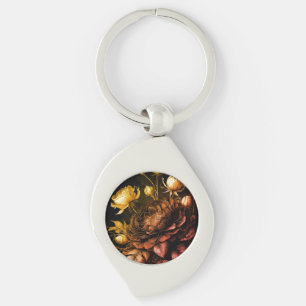 Amazing Arrangement Rust Accent Vintage Flowers Key Ring