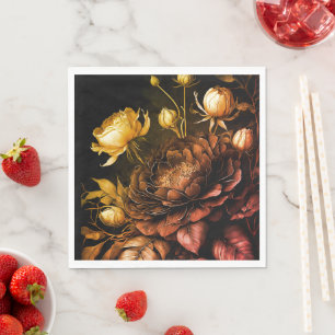 Amazing Arrangement Rust Accent Vintage Flowers Napkin