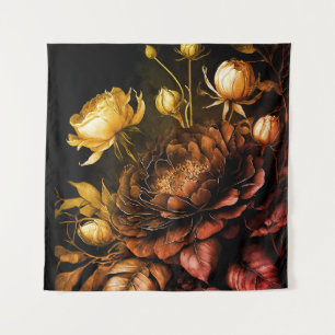 Amazing Arrangement Rust Accent Vintage Flowers Tapestry