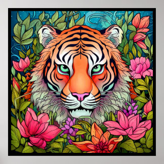 Amazing Art of Tiger in Jungle Poster
