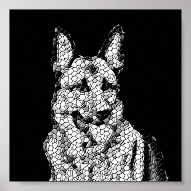 Amazing B&W Mosaic German Shepherd Poster (Front)