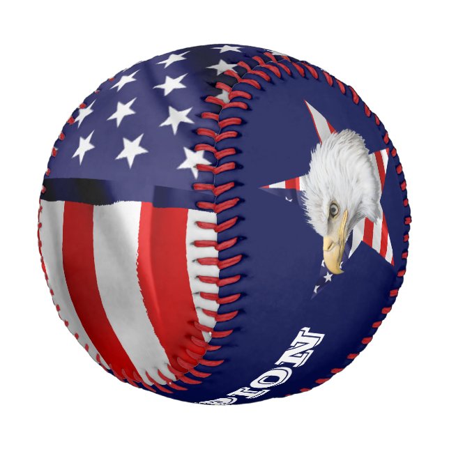 Amazing Bald Eagle, The American Flag, Star Baseball (Angled)